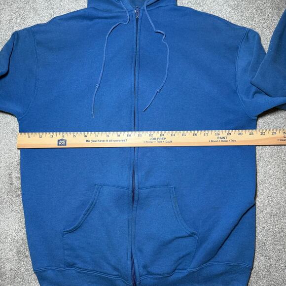 Vintage 70s Russell Athletic Zip Up Hoodie Sweatshirt Pockets USA Made Blue Sz L - Picture 4 of 7